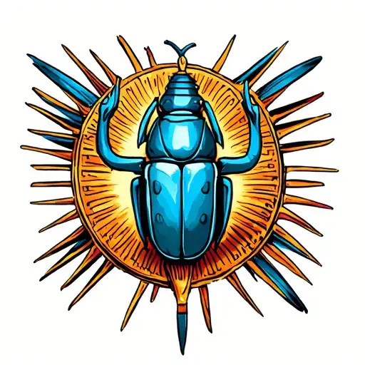 Egyptian Scarab Holding The Sun