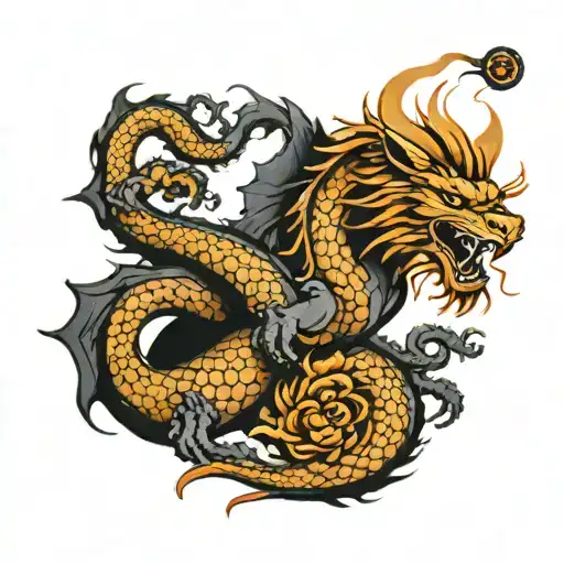 Sleeve With Dragon And Lion