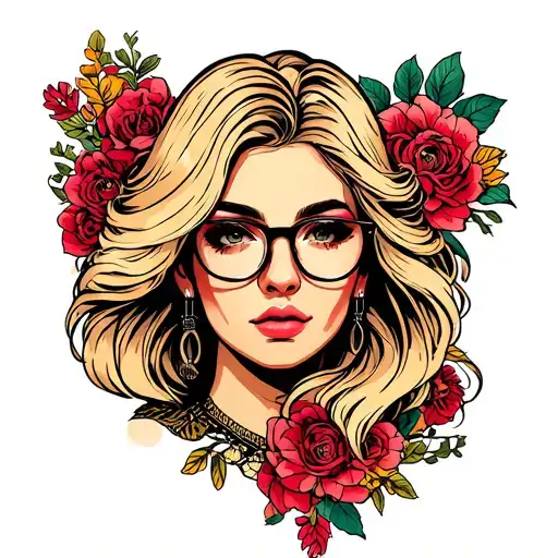Blonde Lady Portrait With Glasses