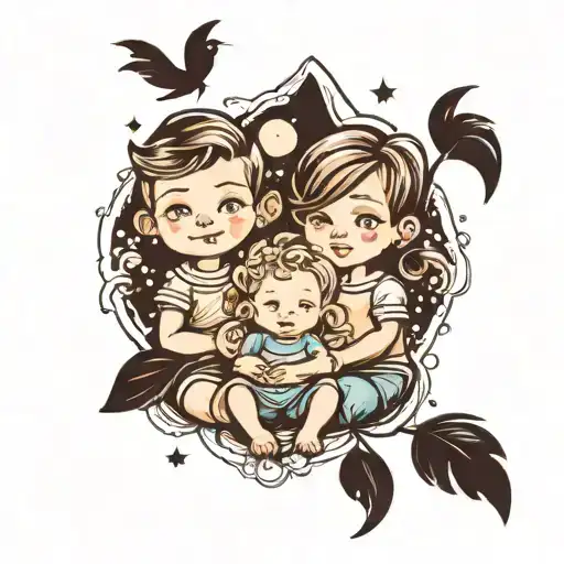 Family Girl Boy Children Space