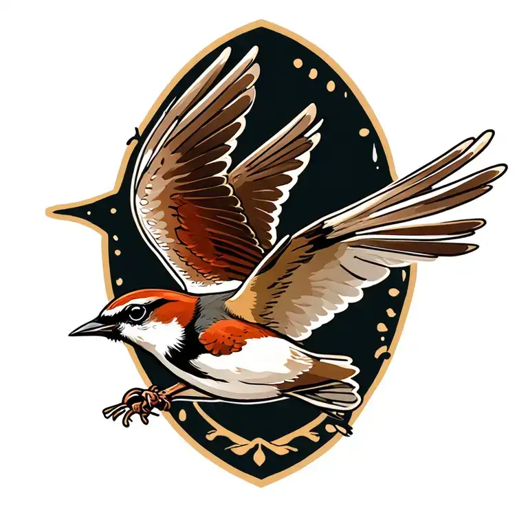 Sparrow Flying With 444