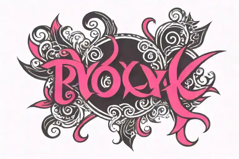 The Word Roxy Written In Black Over Hot Pink Background