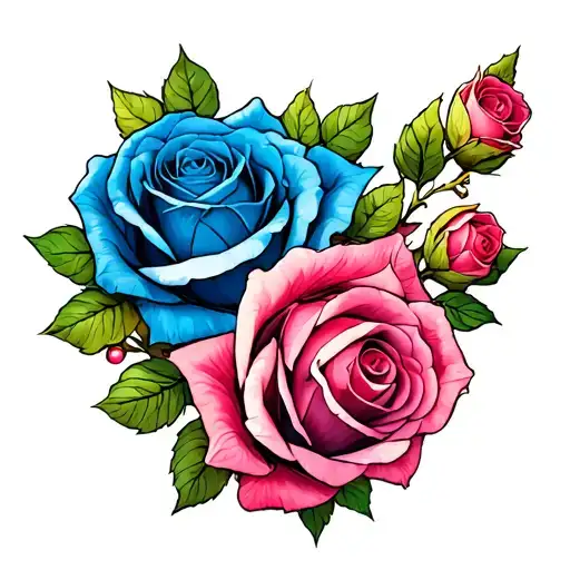 Add Blue And Pink Roses To The Left Side Of Caterpillars