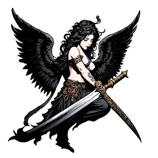 Black Angel With Sword