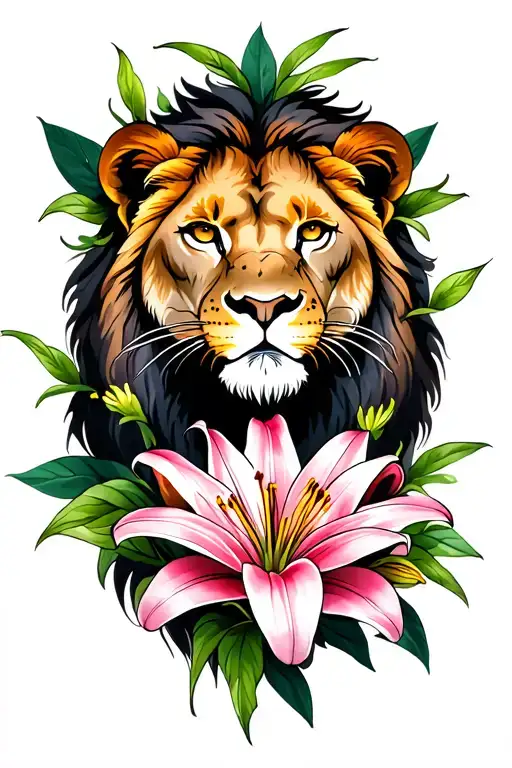 Lioness And Lily Flowers
