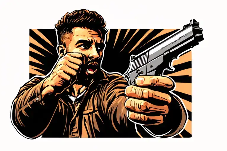 Front Of Man Pointing Gun In Mouth Looking Up