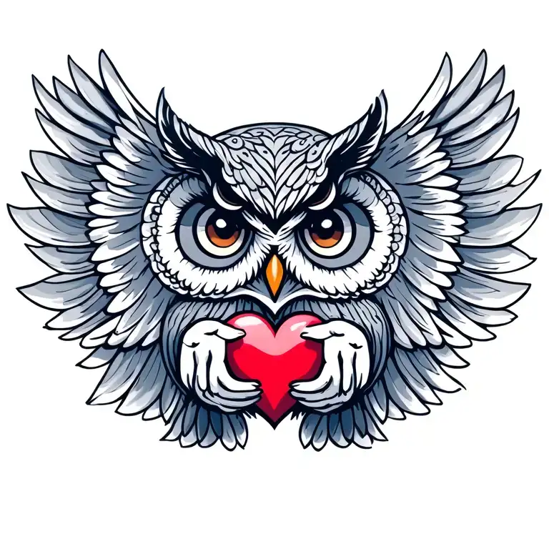 Owl With Talons Holding Heart