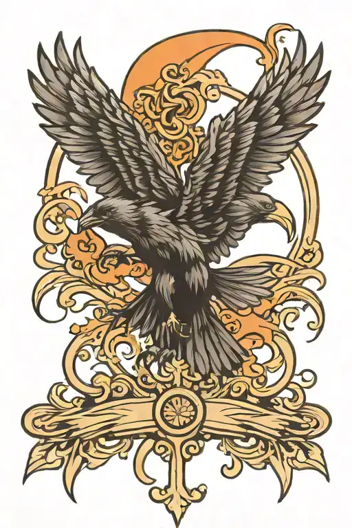 Crow Emblem With Wings