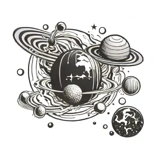 Simple Black And Grey Planets