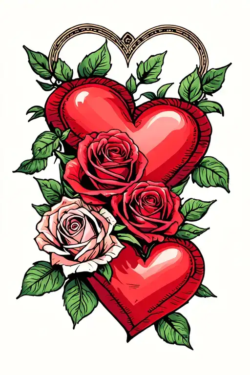 Roses Intertwined Hearts