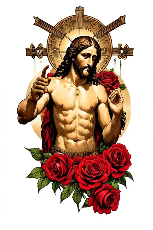 Davidson With Red Roses Surrounding Jesus Stripped