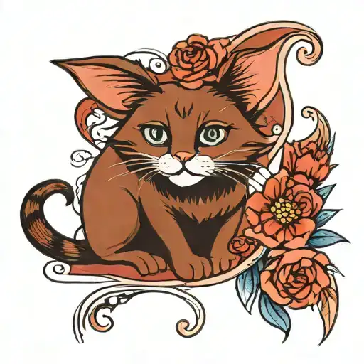 Petrykivka Painting Red Brown Cat