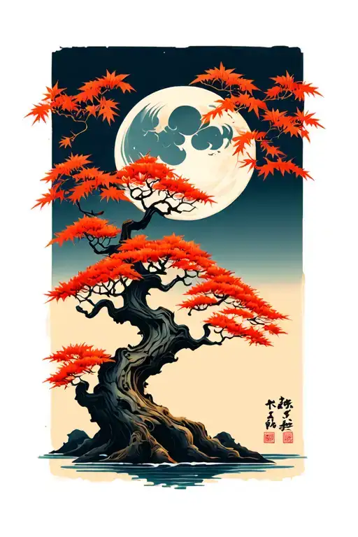 Japanese Maple Tree With Leaves Moon