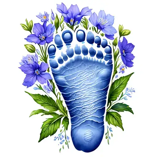 Baby Footprint Trailing Larkspur Flower Surrounded