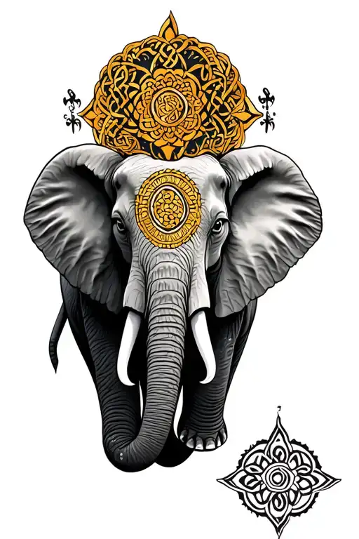 Elephant With Celtic Back Ground