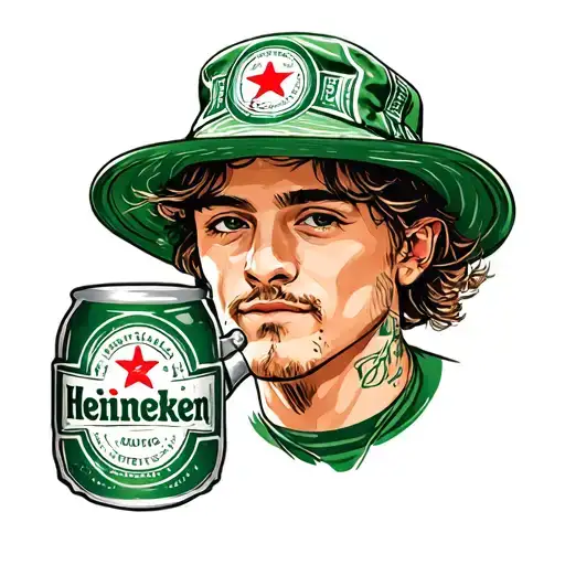 Heineken Bottle Top Wearing A Holland Bucket Hat