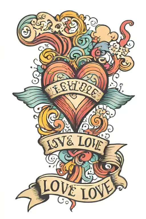 Rainbow Heart Shape With Love Is Love Written As A Banner And A Black Line Label