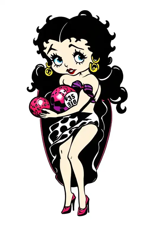 Betty Boop Holding Bingo Balls