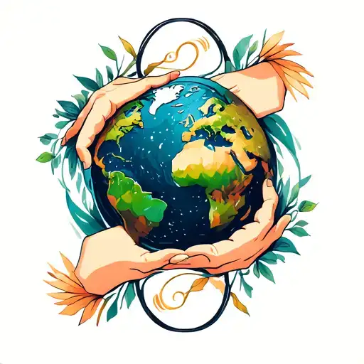 Infinity Symbol Intertwined With Himanart While 2Han Hands Holding The Earth