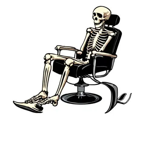 Skeleton In A Barber Chair