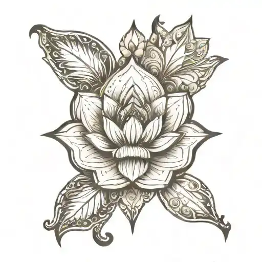 Lotus And Unalome Symbol