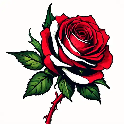 Rose With Red Stem Wrapped