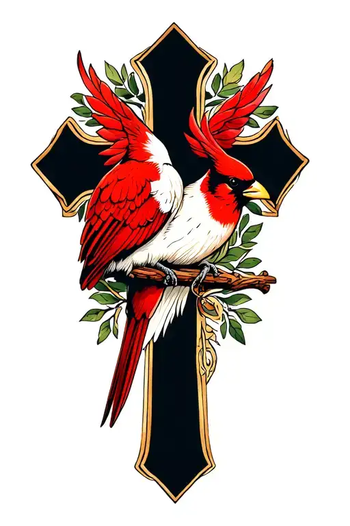 Cross And Cardinal Bird