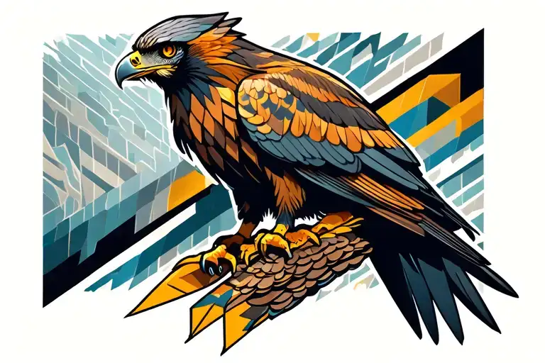 Geometric Hawk Perched