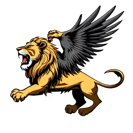 Griffin Fighting A Lion