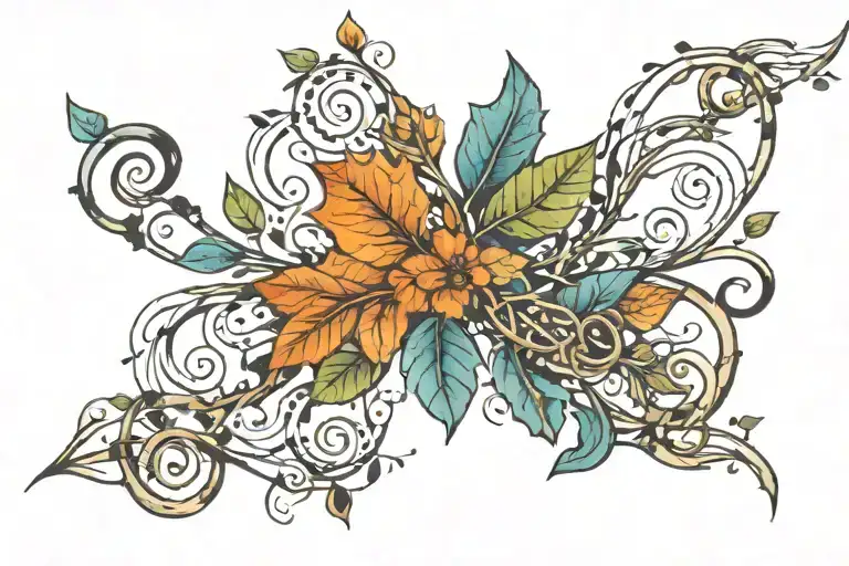 Twigs With Leaves Music Notes Intertwined