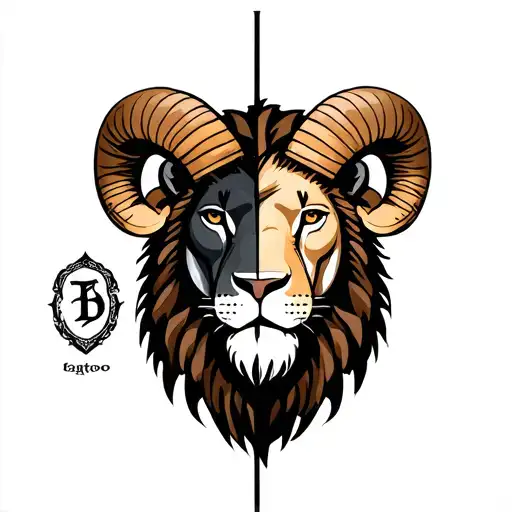 Half Rams Head And Half Lions Head