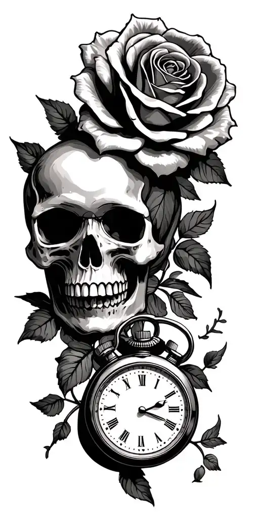 Skull And Roses And Stopwatch Sleeve