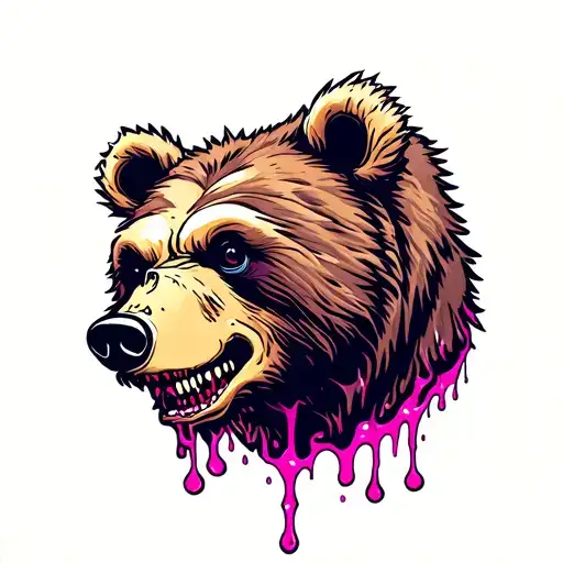 Neon Half Zombie Grizzly Bear Goo Oozing New School