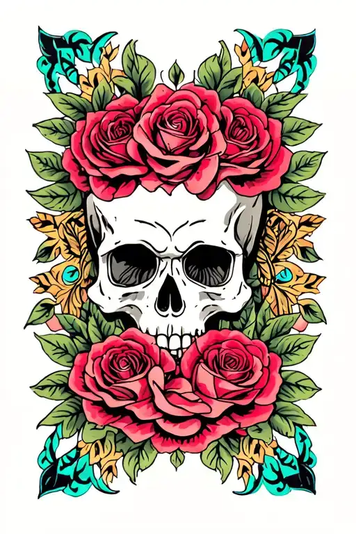 Mandala With Skull And Roses