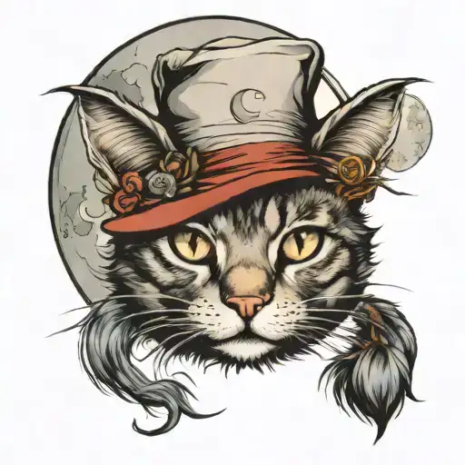 Cat In A Hat With Moon