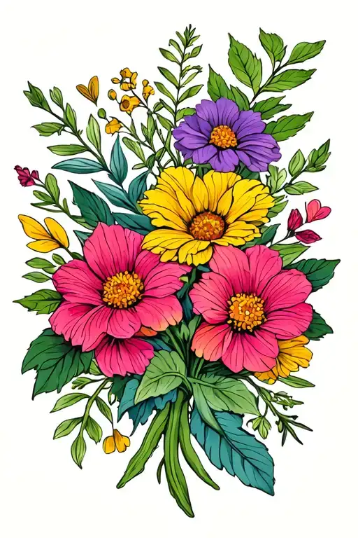 Herbs Intertwined With Flowers