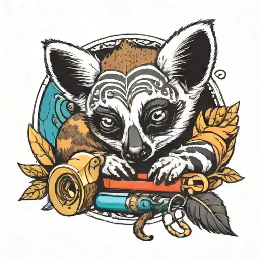 A Sleeping Lemur Surrounded By Art Supplies