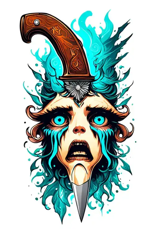 Knife With Crying Eyes On It