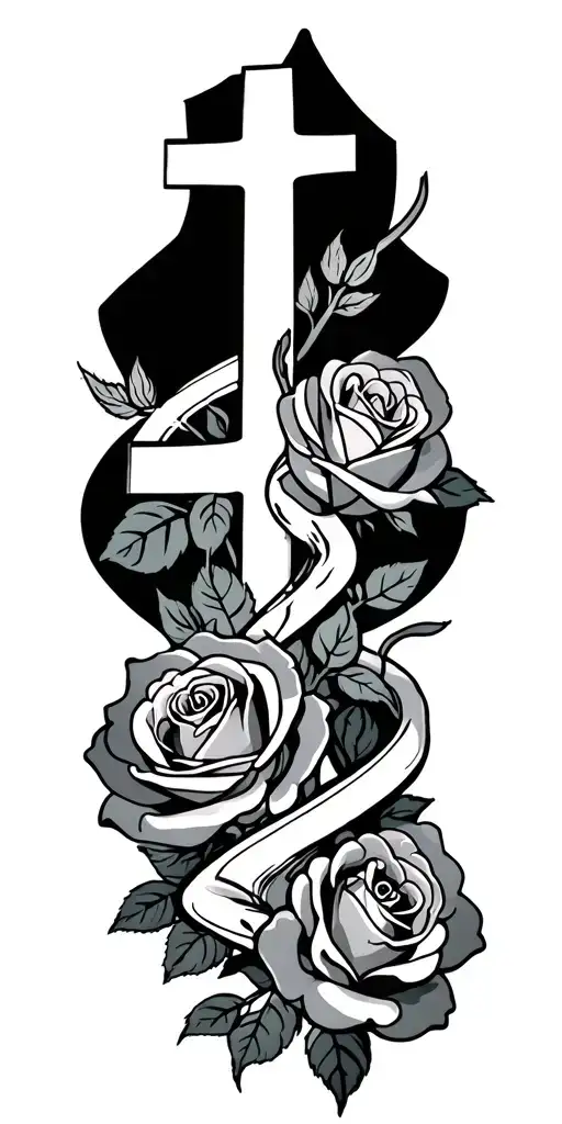 Roses And Cross Wrapped