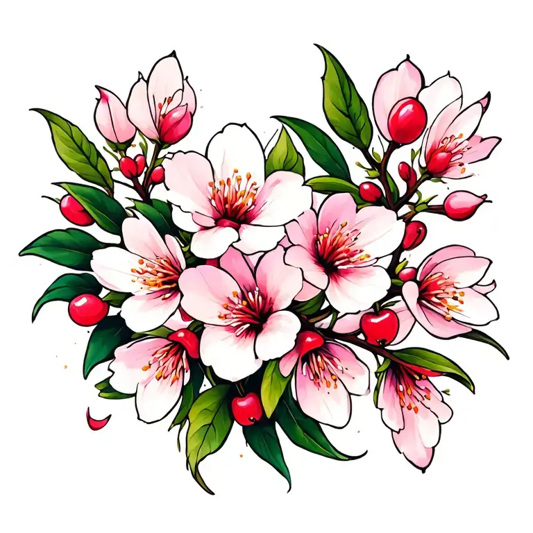 Flower Stem With Cherry Blossoms