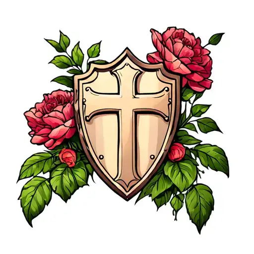 Garden With Shield Cross Royalty