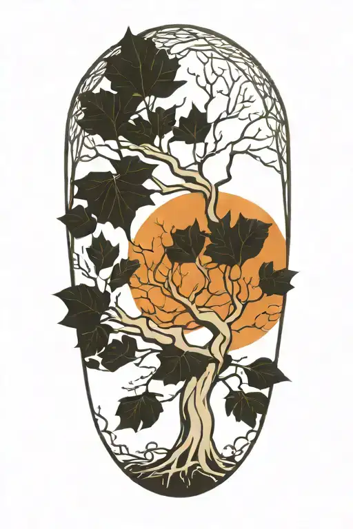 Half Sleeve Morton Bay Fig Tree With Roots