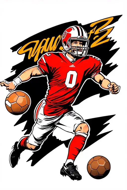 Football Player Kicking A Ball