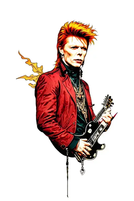 Neo Traditional Style Tattoo Of David Bowie