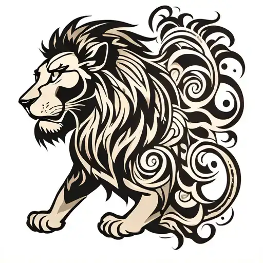 Lion Tribal Polynesian Style