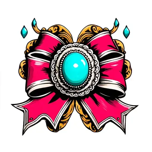 Turquoise Concho With Bow Intertwined