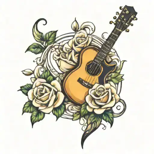 Guitar With Jasmine And Roses