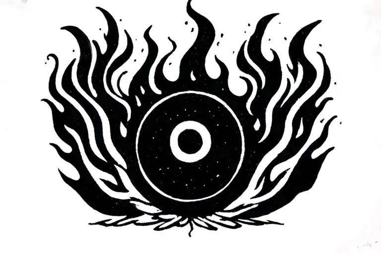 Fire With A Small Circle In The Middle