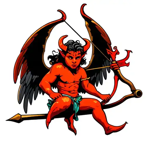 Demon Cupid With Bow And Arrow