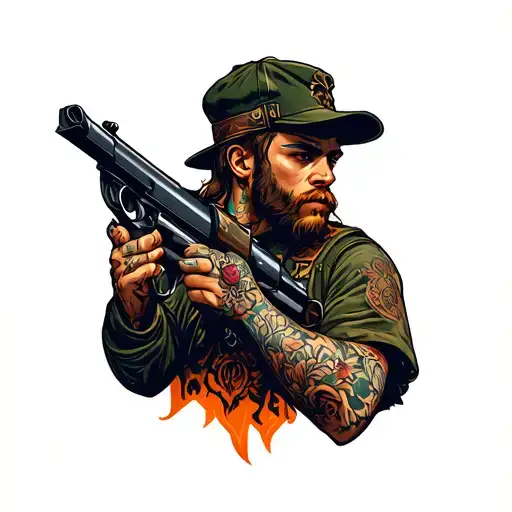 Marksman Tattoo Design Combining Elements